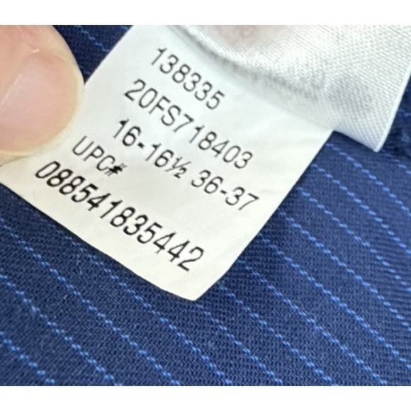 Van Heusen Button Down Shirt Mens Large Blue Stripes Flex3 Slim Fit Long Sleeve - Picture 11 of 12